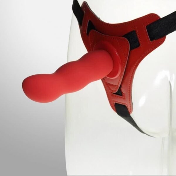 RED DEEP CLIMAX STRAP ON DILDO REALISTIC PENIS HARNESS